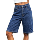 Purpdrank  Women's High Waist Straight Leg Denim Bermuda Shorts Vintage Washed Loose Jean Shorts Casual Summer Streetwear With Pockets