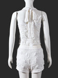 Purpdrank  New Summer Chic White Crop Top Set Sexy Halter Neck Sleeveless Backless Slim Camis and Shorts Women 2 Piece Matching Set