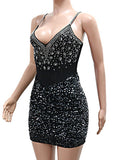Purpdrank  Sexy black backless sequin summer dress women nightclub rhinestone birthday party dress womens evening short dresses vestidos