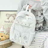 Purpdrank  Star Polka Dots Backpack Y2k Versatile Girl High Capacity Multi Size Commuting Student Lightweight Double Shoulder Canvas Bag