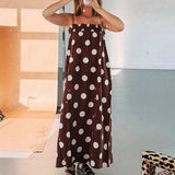 Purpdrank  Casual Sleeveless Hight Waist Long Dress Summer Sexy Off Shoulder Suspender Dress Lady Fashion Polka Dot Print Loose Party Dress