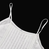 Purpdrank  Spring/summer 2025 Cotton Casual Suit Women's Solid Color Sleeveless Loose Suspender Top and Shorts Two-piece Suit