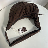 Purpdrank  Canvas Hobos Bags Women's Drawstring Pleated Large Capacity Corduroy Commuting Shoulder Bag