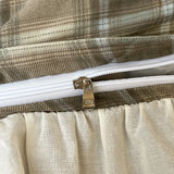 Purpdrank  Vintage Lace Ruffles Striped Plaid Floral Bedding Set Pure Cotton Double Layer Crinkle Yarn Duvet Cover Bed Sheet Pillowcases