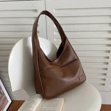 Purpdrank  Fashionable Minimalist Retro Shoulder Bag  PU Leather Handbag Casual Commuting Trend Large Capacity Tote Bag