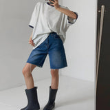 Purpdrank  Summer High Waist Vintage Women's Denim Shorts 2025 New Single Button Casual Loose Wide Leg Jeans Half Pants Female