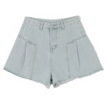 Purpdrank  Chic Pink Wide Leg Denim Shorts Women Summer High Waist A-line Hot Pants Korean Style Female Solid Color Jeans Shorts Streetwear