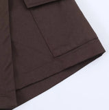 Purpdrank  Spring Summer Cargo Low Waist Shorts Skirts for Women Safari Short Trousers Side Pockets  Casual Street Bottom Deep Brown