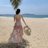 Purpdrank  Vacation Style Dress for Women Summer New Irregular Ruffle Short Dress Strapless Dress