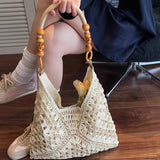 Purpdrank   Women Weaving Clutches Top-handle Bag Large Portable Shoulder Bag Beach Purses Shopper Satchel Female Tote Bags Handbags