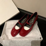 Purpdrank  Women Patent Leather Mary Janes Shoes Ladies  Summer New Fashion Square Toe Comfortable Pointed Toe Ballet Flat Casual Shoes