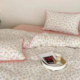 Purpdrank  Cotton four-piece set of aerobic double yarn cotton skin-friendly quilt cover small floral bed linen bed cover set