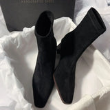 Purpdrank  Women's Short High Heel Boots Autumn Winter New Style Versatile Sharp Pointed Toe Sock Boots Thick Heel Elastic Slim Boots