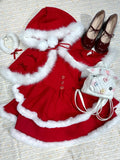 Purpdrank  Winter Christmas New Years Sweet 2 Piece Set Women Faux Fur Cape Coats + Short Party Dress Female Chic Korean Popular Clothes