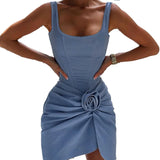 Purpdrank  Ladies Summer Zipper Applique Fashion Clubwear Dress Women Sleeveless Side Slit Ruched Mini Dresses Evening Party Female Outfits