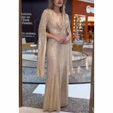 Purpdrank  European Style V Neck Solid Color Long Sleeve Party Club Bodycon Dress Female Elegant Sexy Long Maxi Dresses