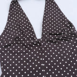 Purpdrank  Women's Sexy Polka Dot Halter Neck Bodycon Mini Dress Ruffle Hem Asymmetrical Party Dress