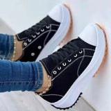 Purpdrank  Trendy Thick Soled Sports Shoes Autumn Women's Casual Canvas Shoes Thick Soled Height Increasing Sports Women's Lace Shoes