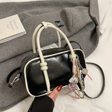 Purpdrank  Mini Square Top-handle Bags For Women Contrast Color Small Boston Shoulder Crossbody Bag 2025 New Luxury Designer Handbags