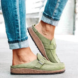 Purpdrank  Large Size Women's Casual Flat Sandals Autumn oes round Toe Low Heel Faion Single oes PU Material Comfortable Footwear