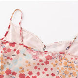 Purpdrank  Sexy V-neck Spaghetti Strap Dress Women Summer Backless Slim Beach Dresses Lace Up Floral Print Vacation Slip Dress Club Wear