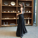 Purpdrank  French Style Black Sexy Backless Dress New Summer Vacation Chic Unique Long Dress
