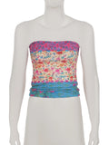 Purpdrank  Holiday Vintage Floral Tube Tops Sexy Slim Slash Neck Sleeveless Tank Tops Women 2025 Summer Fashion Streetwear Ladies