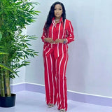 Purpdrank  Spring Summer New Striped Print Long Pant Set Casual Sexy Party 2 Two Pieces Outfits Ladies Tracksuits