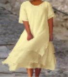 Purpdrank  Spring Summer Fashion White Long Women's Irregular Dress V-neck Half Sleeve Leisure Vacation Beach Dresses for Women Robe Femme