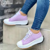 Purpdrank  Trendy Thick Soled Sports Shoes Autumn Women's Casual Canvas Shoes Thick Soled Height Increasing Sports Women's Lace Shoes