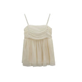 Purpdrank   French Sweet Pure Desire High Waist Slimming Mesh Pleated Strap Vest Women's Sleeveless Top Summer New Style Commute Style
