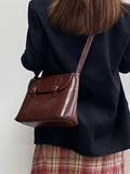 Purpdrank  Vintage Wine Red Shoulder Bag Large Capacity Ladies Tote Purse Handbags Pu Leather Female Messenger Bag College Girls Book Bag