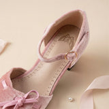 Purpdrank  Big Size 46 Women Pink Velvet Mary Jane Pumps Bow Knot Ankle Strap Kitten Heel Shoes Elegant Pointed Toe Office Dress Shoes