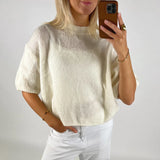 Purpdrank  Women's Spring Autumn Knit Sweaters Half Sleeve O Neck Solid Color Casual Knitwear Loose Pullover Tops