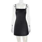 Purpdrank  Sexy Bal Silk Dr with  Knot Strap for Women High Waist ort Skirt European Sle No Sve One oulder Zipper