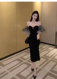 Purpdrank  Celebrity Mesh Spliced Tight Sexy Strapless Long Dress Women High-waisted Slim Wrap Hip Backless Dress Summer Luxury Banquet