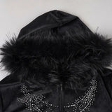 Purpdrank  Y2k Streetwear Hooded Zipper Print Slim Fashion Appliques Pockets Jackets