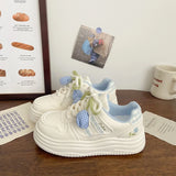 Purpdrank  Women's Thick Bottom Sneakers Floral Design Breathable Sports Flat Shoes Korean Style Spring Summer Autumn Seasonal New Arrival