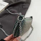 Purpdrank  Rhinestone Appliqued Chain Shoulder Crossbody Bags For Women Luxury Designer Purses And Handbags Wedding Dinner Party
