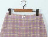 Purpdrank  Sexy Plaid Print Chiffon Lacing up Backless Camisole Tank Top + Zipper Low Waist Knee Length Mermaid Skirt 2 Pieces 1 Set