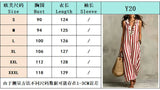Purpdrank  Boho Striped Print Loose Maxi Dress Women Summer Fashion Sleeveless V-neck Long Dresses Elegant