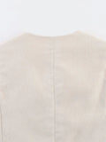 Purpdrank  Women Fashion V Neck Sleeveless Linen Style Vest Jacket Office Lady Single Breasted Casual Slim WaistCoat Tops CT9366