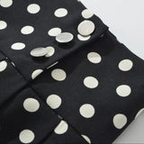 Purpdrank  New CHIC Black with White Polka Dot Print Buttons Low Waist Pleated Mini Skirt Women Sexy Skater Skirts With Shorts lining