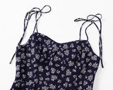 Purpdrank  Retro Red with White Flower Print V neck Corset Style Bow Lacing Up Sling Dress Sexy Women Slim Summer Dresses Holiday Robe