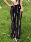 Purpdrank  Autumn Winter Y2k Trousers Casual Fashion Long Pants Tight Casual Tight Vintage Sexy Stripe Female Clothes Chic Flare Pants