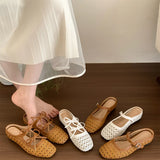 Purpdrank  Summers Cover Toe Weave Women Slippers Elegant Comfortable Slip On Slingback Mules Slides Shoes