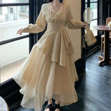 Purpdrank  Pure Desire Wind Set Autumn New Style Square Collar Irregular Belly Covering Top Mesh Half Skirt Two Piece Set Women's Wear