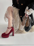 Purpdrank  Spring Thick Heel Women Mary Jane Shoes Fashion Ankle Strap Ladies Elegant Wedding Party Pumps