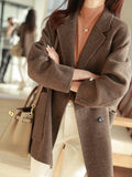Purpdrank  Women's Coat Fashion Pockets Plaid Wool Blends Coats Ladies Thick Warm Single Breasted Elegant Long Winter Jacket Women