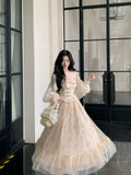 Purpdrank  French Elegant Summer Women Dress Chic Romantic Print Princess Evening Dress New Fashion Female Lace Patchwork Fairy Dress 2025